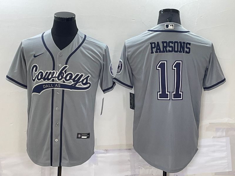 Men Dallas Cowboys 11 Parsons Grey Nike Co branded Jersey